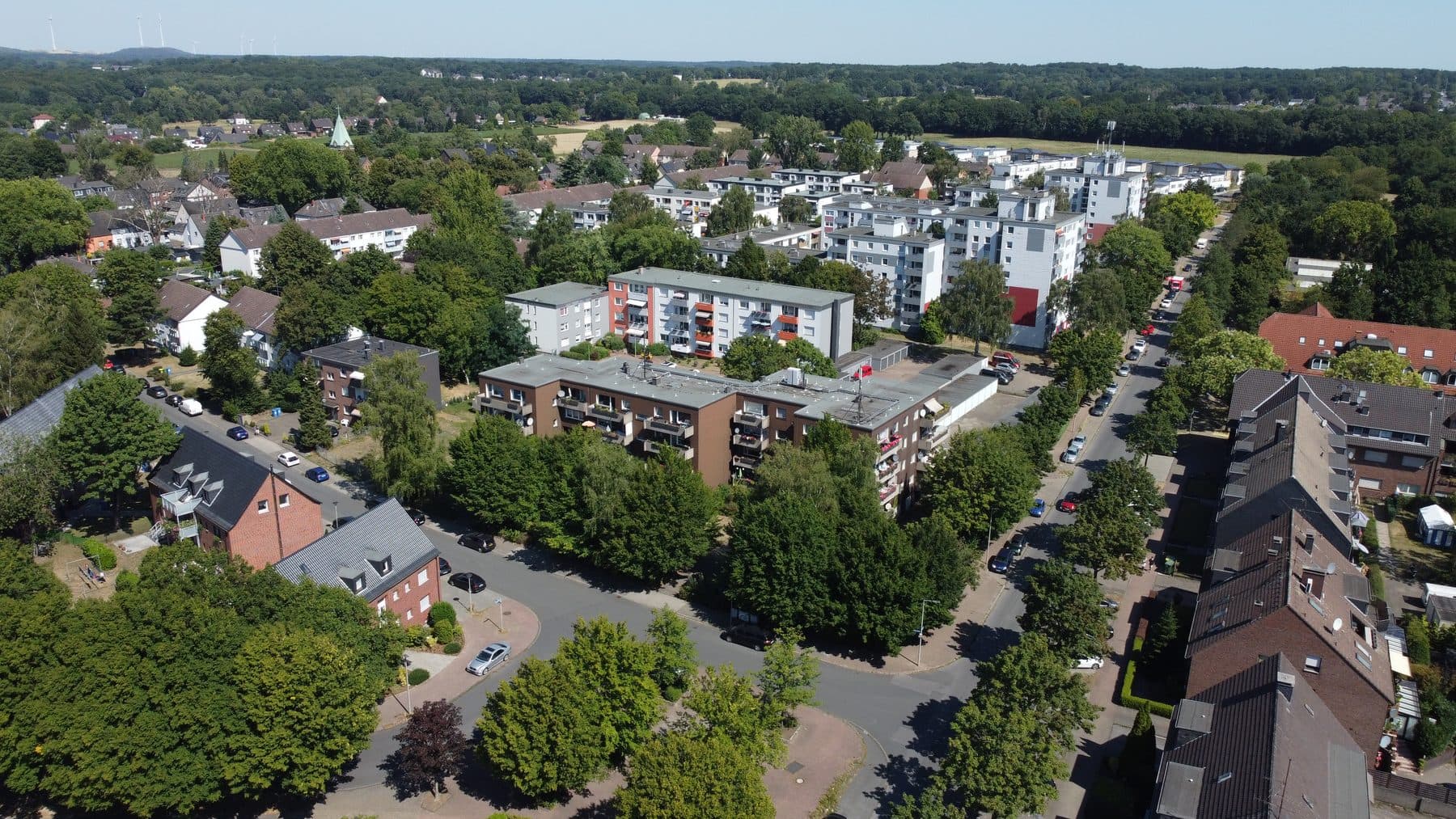 Luftbild der Wohnanlage in Hilden-Heide